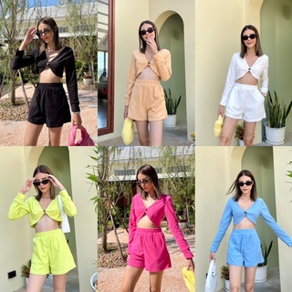 Newww☀️ ชุดเซ็ตแซ่บๆปังๆ เสื้อแขนยาว มาพร้อมกางเกงขาสั้น
