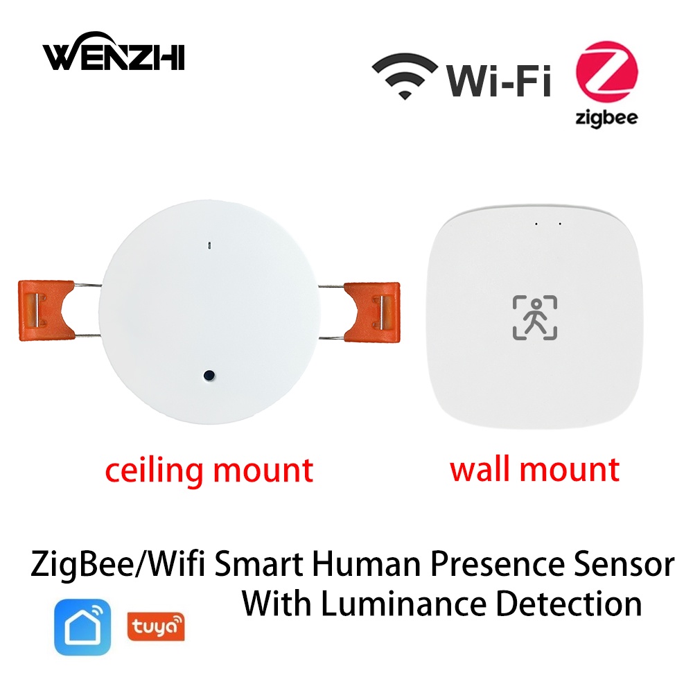 ZigBee Wifi MmWave Human Presence Motion Sensor พร้อม Luminance/Distance Detection 5/110/220V Tuya Smart Life Home Automation