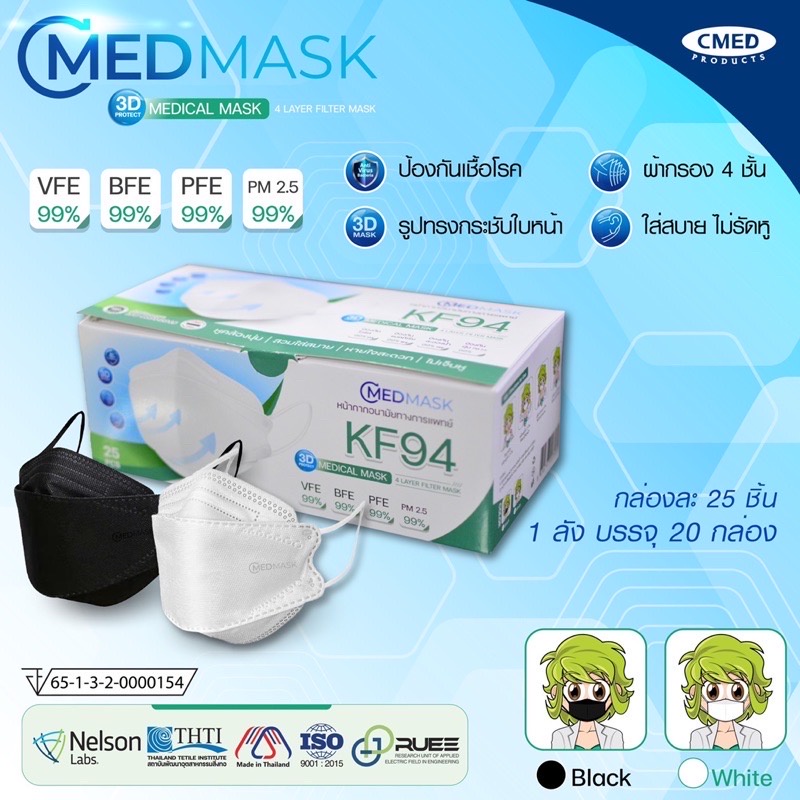 ￼Med Mask หน้ากากอนามัย KF94 ป้องกันเชื้อโรคด้วยผ้ากรอง 4 ชั้น ผ่านการรับรองมาตรฐานทางการแพทย์