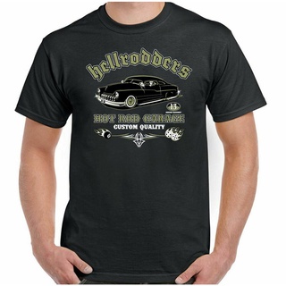 เสื้อยืดลําลอง แขนสั้น พิมพ์ลายการ์ตูนรถยนต์ Hellrodders Garage Dragsterrod แบบสร้างสรรค์ สําหรับวันเกิด ใส่ได้ทุกวันSiz