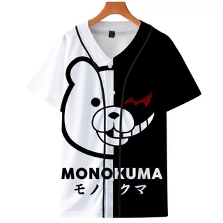 เสื้อยืด พิมพ์ลายอนิเมะ Danganronpa Monokuma Baseball 3 มิติ ทรงหลวม สไตล์ฮิปฮอป สําหรับผู้ชาย และผู้หญิง มีสีดํา สีขาว