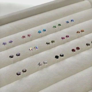 annita.silver - gem stud silver earring 3 mm /ต่างหูเงินแท้925 ไม่แพ้ไม่คันเหมาะกับคนแพ้ง่าย