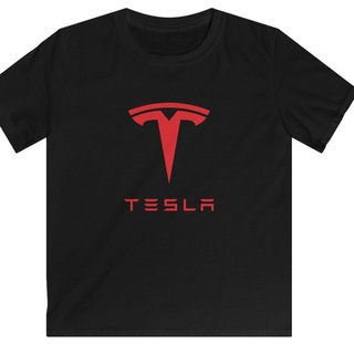 คอลูกเรือเสื้อยืด ลาย Tesla | เสื้อเชิ้ต ลายโลโก้ Tesla Youth | Elon MuskS-5XL