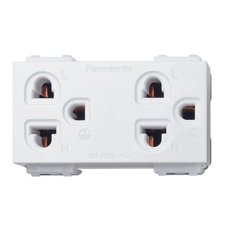 เต้ารับคู่ 3 ขา มีกราวด์ PANASONIC WEGN 15929 สีขาว DOUBLE SOCKET PANASONIC WEGN 15929 3-PIN WHITE