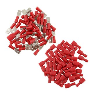 100pcs Red Female Male Spade Insulated Crimp Connector Terminal Electrical Cable