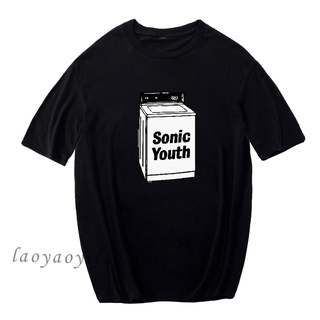 คอลูกเรือเสื้อยืดแขนสั้น พิมพ์ลายวงร็อค Sonic Youth Rock สไตล์ฮาราจูกุ แฟชั่นเรโทรS-5XL