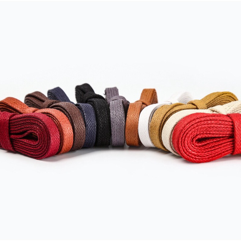 130 - 140 ซม.ผ้าฝ้ายแบนเชือกผูกรองเท้าแว็กซ์รองเท้า Laces สายไฟเชือกพร้อมขี้ผึ้งกันน้ําใหม่