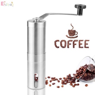 Silver Stainless Steel Manual Coffee Bean Grinder Mill Kitchen Hand Grinding Tool อุปกรณ์บดแตนเลส สำหรับเมล็ดบดกาแฟส