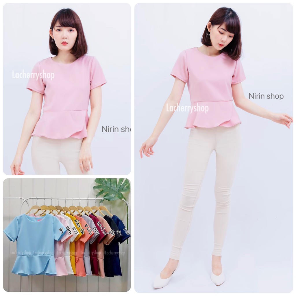 [New Arrival] เข้าเพิ่ม เสื้อแฟชั่น เสื้อทำงาน เอวระบาย แบบสวยสไตล์หรู