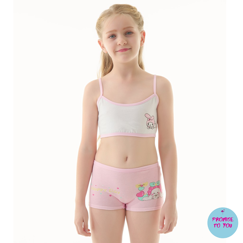 💐PTU💐 1 Set 814 Years Girls Training Bra and Boxer Set Teenagers Girl Underwear Shopee Thailand