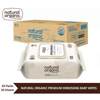 Natural Organic,Premium Embossing Baby Wipe (Portable Cap Type, 20*30 Sheets) ทิชชูเปียก เนเชอรัลออแกนิค รุ่นพรีเมียม