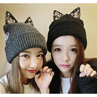 Cat ear knitting hat