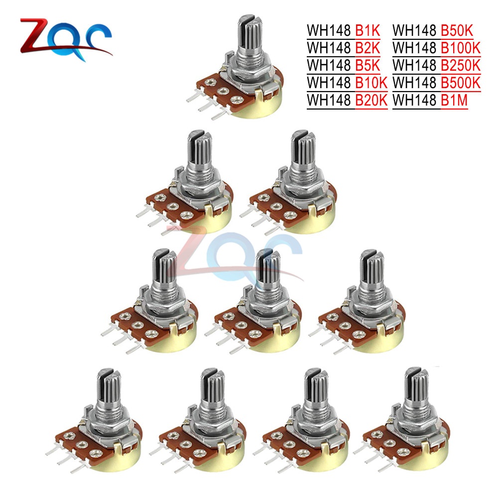 5PCS/Lot Potentiometer Resistor 1K 2K 5K 10K 20K 50K 100K 250K 500K 1MΩ/Ohm 3Pins Linear Taper Rotar