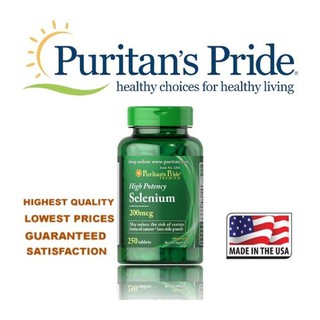 หมดอายุ 01/2024 Puritans Pride Selenium 200 mcg 100/250 tablets ซีลีเนียมต้านอนุมูลอิสสระ/ป้องกันรังแค