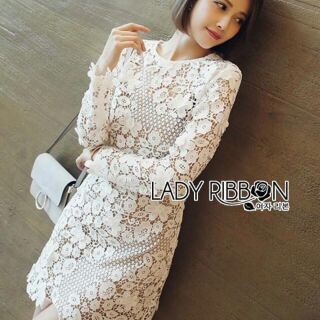 🎀Lady Ribbon Made🎀 Lady Eva Lace Self Portrait Mini Dress มินิเดรสลูกไม้แขนยาวทรงสวย