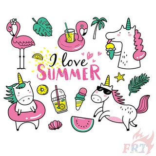 ◆ สติกเกอร์ไวนิล ลาย I Love Summer!ยูนิคอร์นและฟลามิงโก้ ◆ สติกเกอร์ไวนิล พิมพ์ลายความร้อน DIY สําหรับติดตกแต่ง 1 ชิ้น