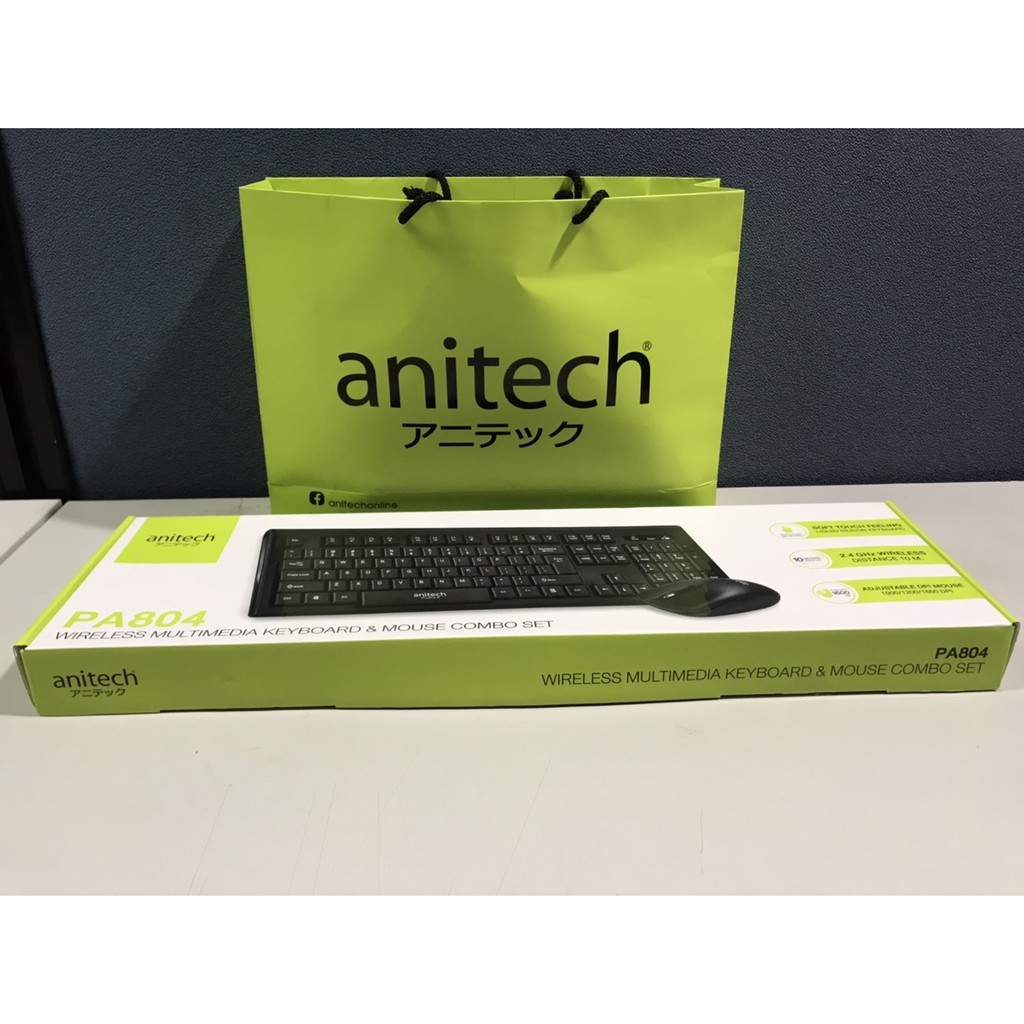 คีย์บอร์ด+เมาส์ไร้สาย anitech PA804