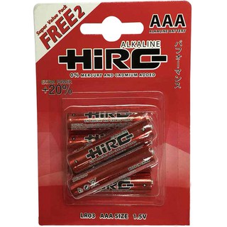 ถ่านอัลคาไลน์ AAA HIRO LR03 632130101 P4+2 ALKALINE BATTERY HIRO 632130101 AAA P4+2