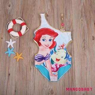 MG-Baby Girl Cute Swimsuit Sling Style Mermaid Pattern Flower Decoration Comfortable and Breathable One Piece Swimsuit