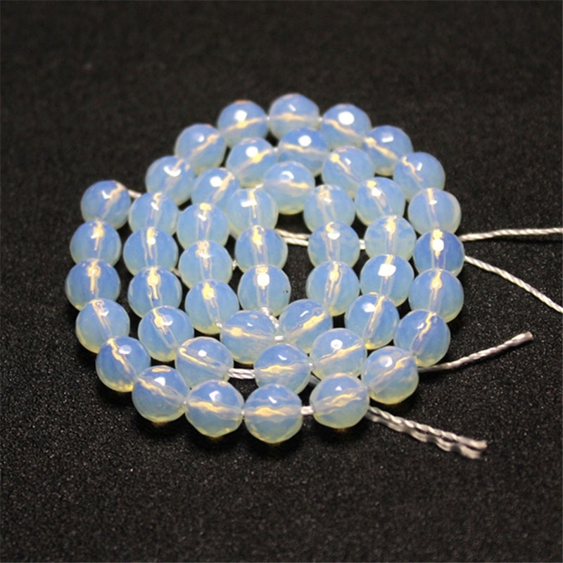 Faceted Opalite ลูกปัดสําหรับเครื่องประดับทํา DIY สร้อยข้อมือสร้อยคอวัสดุ Strand 15