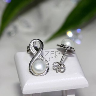 ต่างหูเงินแท้ 925 ประดับพลอยCZ Earring Silver 925 With Cubic Zirconia-(E07180610)