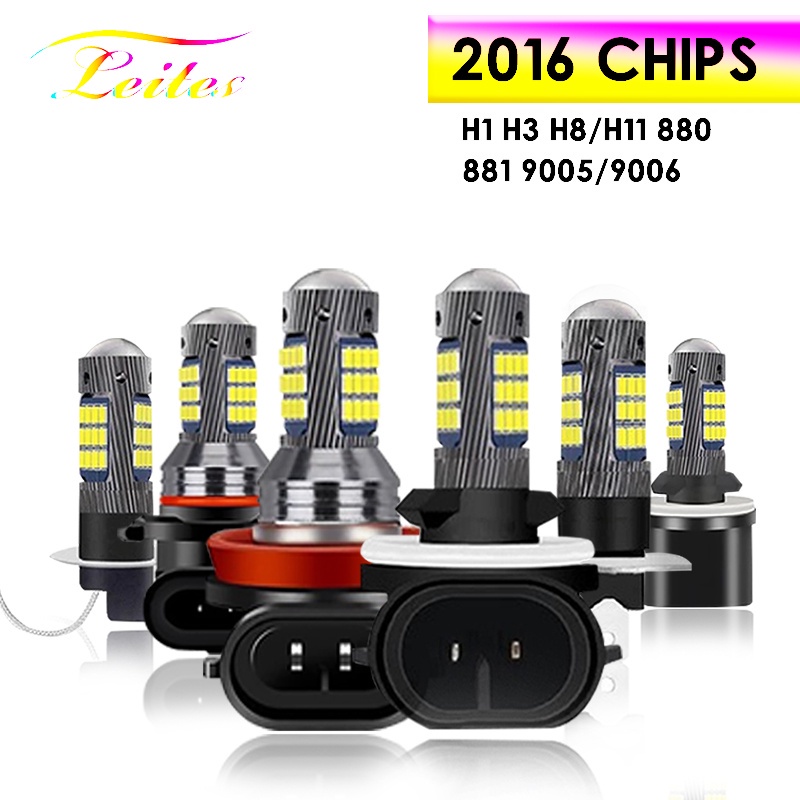2 ชิ้น H1 H3 H11 H8 9006 HB4 881 880 H27 คุณภาพสูง Super Bright 2016 LED ไฟตัดหมอกอัตโนมัติรถป้องกันหมอกหลอดไฟ Foglamps 6000 พันสีขาว