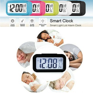 {Big Sale} นาฬิกาปลุกตั้งโต๊ะเรืองแสง สีขาว LCD Clock