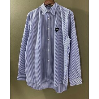 Play Comme Des Garcons Heart Patch Striped Shirt Original (S-M-L-XL)