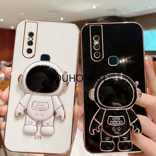 เคส Vivo Y35 เคส Vivo Y02S เคส Vivo Y15S เคส Vivo Y01 Case Vivo Y85 Case Vivo V9 Case Vivo V15 Pro Case Vivo Y16 Luxury Cute Silicone 3D Astronaut Stand Phone Cover Case โทรศัพท์มือถือ ซิลิโคน ลายนักบินอวกาศ พร้อมขาตั้ง หรูหรา สําหรับ