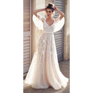 Wedding Bride V-neck Backless Lace Maxi Dress Evening Party Women Dinner Gown ชุดเดรสยาวเดรส เดรสผูใหญ่ เดรสผู้หญิง