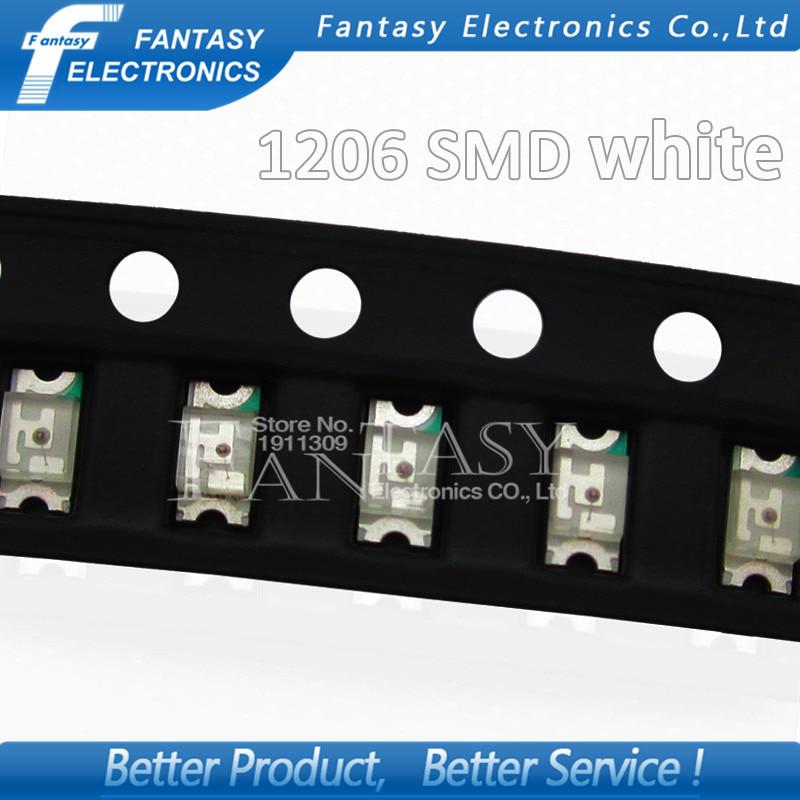 หลอดไฟสีขาว 1206 SMD LED Diodes 3216 100 ชิ้น