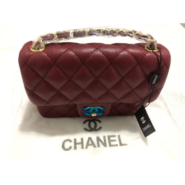 Chanel classic mini 7” red