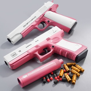 💞💕💕Hot sale💞💕💕Macho ผงเปลือกขว้าง Glock กระสุนอ่อนปืนพกสาวแป้ง Colt Desert Eagle ของเล่นเด็กจำลอง grab