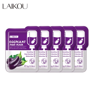 Laikou มาส์กโคลนมะเขือยาว ทําความสะอาดผิวหน้าอย่างล้ําลึก 5 กรัม * 5 ชิ้น.