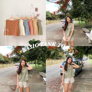 ✨BASIC TANK TOP🧸🧳 พร้อมส่ง แขนกุดน่ารัก เสื้อแขนกุด แขนกุดคอกลม แขนกุดสีพื้น