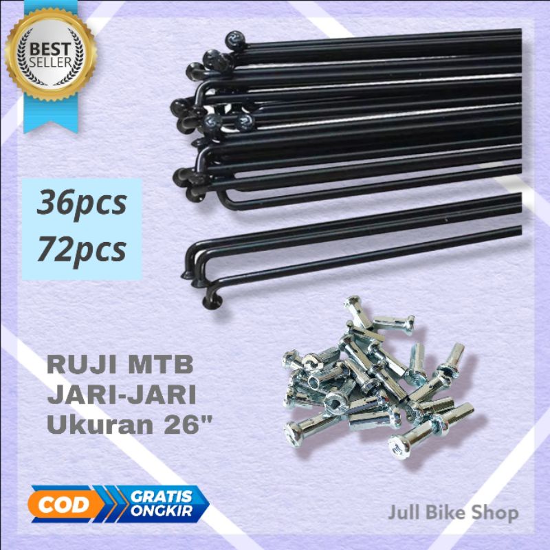 Hitam 26 ซี่ลวดจักรยานสีดํา 262 mtb fixie ขอบชุดซี่ลวด 36 ชิ้น 72 ชิ้น
