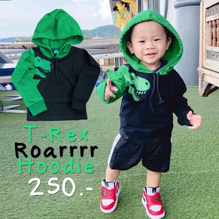 T-Rex Roarrrr Hoodie  เสื้อฮู้ดแขนยาวแขนหนาม สกรีนลายทีเร็กซ์