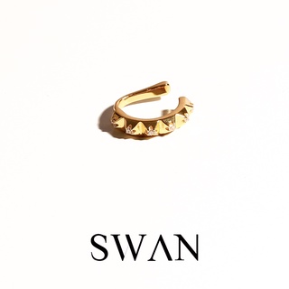 SWAN - Spike Ear Cuff ต่างหูหนีบเงินแท้  ไม่ต้องเจาะ ฝังเพชรคิวบิกเซอร์โคเนีย cubic zirconia