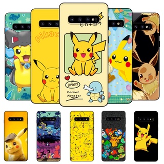 เคสโทรศัพท์มือถือ ซิลิโคนนิ่ม tpu ลายโปเกม่อน ปิกาจู สีดํา สําหรับ Samsung Galaxy S10 4G S10 Plus+S10e S10 LITE