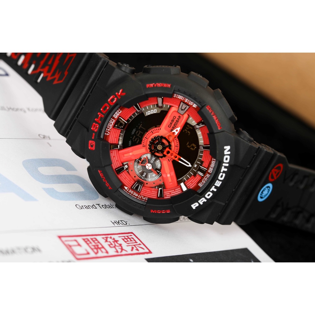JAPAN GA-110 สีดําสีแดง GA110 สายนาฬิกาแฟชั่นเรซิ่น unisex V578