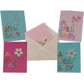 การ์ดอวยพร (ขนาด L) Handmade A New Baby Mulberry Paper Card (Size L)