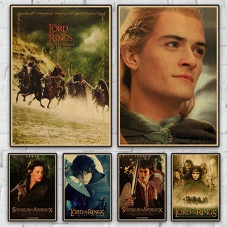 โปสเตอร์กระดาษคราฟท์ พิมพ์ลายภาพยนตร์ the Lord of the Rings สไตล์อเมริกันย้อนยุค สําหรับตกแต่งบ้าน