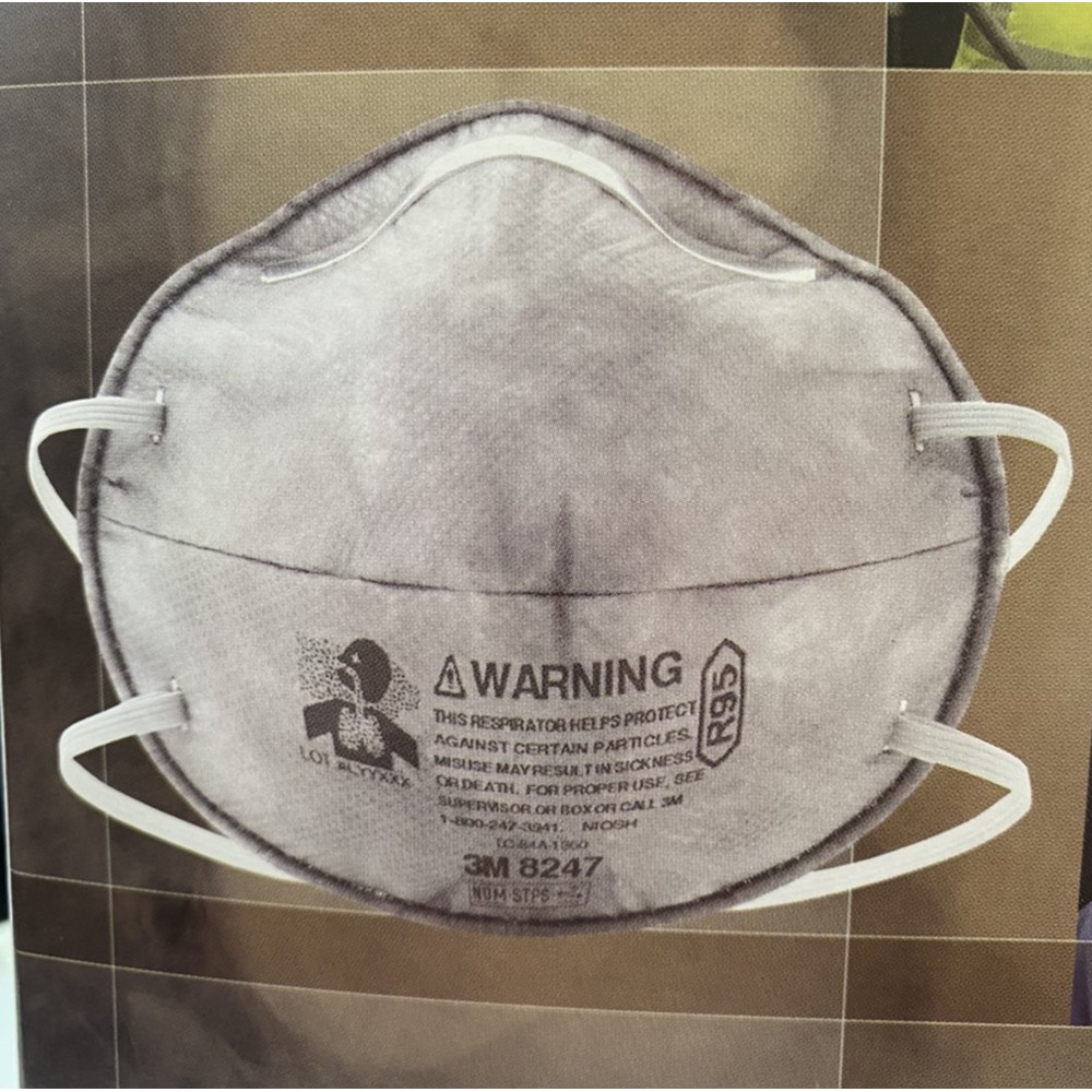 3m 8247 (R95) หน้ากากป้องกันฝุ่นละอองและสารเคมี ของแท้ 1 อัน