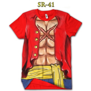 ลิง D. เสื้อยืด พิมพ์ลายลิงลูฟี่ วันพีช 3 มิติ เสื้อยืด ลายการ์ตูนอนิเมะ Luffy SR-41