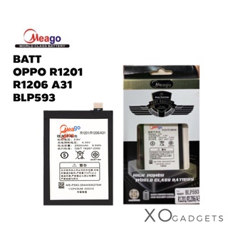 Meago แบตเตอร์รี่ OPPO R1201 R1206 A31 BLP593 แบต R1201 R1206 A31 BLP 593 มี มอก. (รับประกัน 1 ปี )