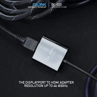 GLINK GL020 สายแปลง Display Port (M) / HDMI (F) มีช่องต่อเสียง Adapter With 3.5mm Audio port