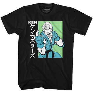 เสื้อยืดผ้าฝ้ายพิมพ์ลายขายดี เสื้อยืด พิมพ์ลายกราฟฟิค Street Fighter Ken สีดํา สุดเท่ ราคาถูก สําหรับผู้ชาย