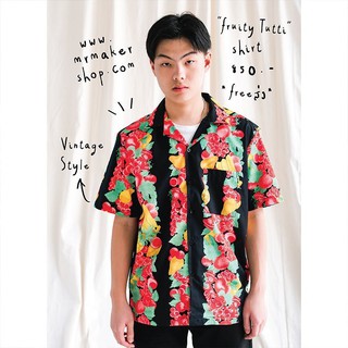 Mr.808 เสื้อเชิ้ตทรงฮาวายผู้ชาย ลาย Tutti Frutti Hawaii Shirt สีดำ