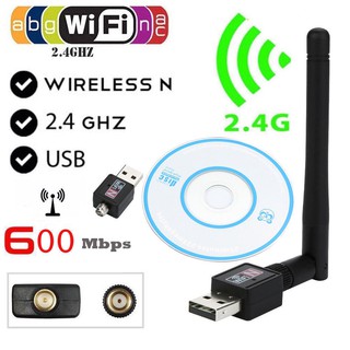 ตัวรับ WIFI 600M 2db สำหรับคอมพิวเตอร์ โน้ตบุ๊ค แล็ปท็อป Wifi Adapter USB 2.0 Wireless Wifi Adapter 802.11N 600Mbps