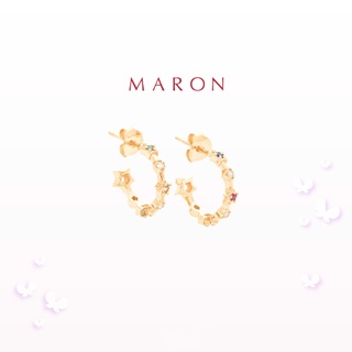 MARON - Nine Lucky Stars Earring ชุบสี Beige Gold ต่างหูดาวนพเก้า เสริมดวง เงินแท้925